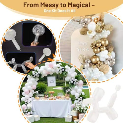 12 Pack Balloon Arch Clips (6x 2.4-in & 6x 3.5-in) Heavy Duty Transparent Clips, 100pcs Clear 260 Balloons & Accessories, Arch Set for Backdrop Parties Photography DIY - size: transparent