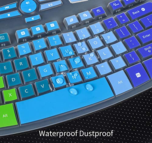 Colorful Keyboard Cover Compatible with Logitech K350 MK550 MK570 Wireless Wave Keyboard, Logitech K350 MK550 MK570 Full Keyboard Protector Skin -Rainbow - color: Rainbow