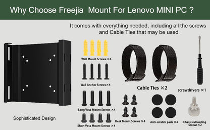 Mini PC Mount Compatible with Lenovo ThinkCentre Tiny, Wall VESA and Under Desk Mount for Lenovo ThinkCentre Tiny Desktops M600 M700 M710Q M715q M720Q M800z M900 M910Q Mini Desktop Bracket