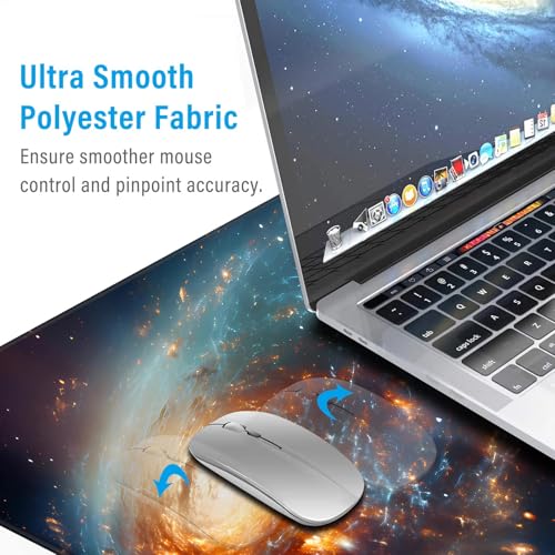 Extended Speed Gaming Mouse Pad Large Size 35.4 X 15.7 X 0.12inches Desk Mat Mousepad with Personalized Design Office Users - Constellation - color: Off-white