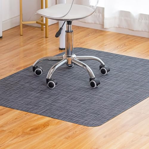 Baroyal Office Chair Mat for Hardwood Floor Under Desk Computer Rolling Chair Mat for Wood/Tile Floor Non-Slip Heavy Duty Desk Rug PVC Plastic Hard Floor Protector 45"x 53" (Cool Grey) - color: Cool Grey, size: 45" x 53"
