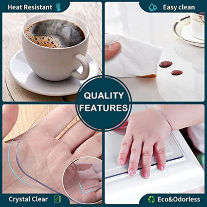 Clear Desk Mat Blotter Protector Vinyl Top Office Home Table Desk for Laptop Computer Desktop Keyboard 16x32 In Plastic Crystal Wipeable Non-glare Mat Waterproof with Mouse Pad - size: 16 x 32 inch