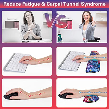 Canjoy Gaming Mouse Pad Set, 4-in-1 XXL Large Mouse Pad + Keyboard Wrist Rest Support+ Coaster, (35.4×15.7 in) Extended Desk Pad Memory Foam Non-Slip Desk Mat for Home Office - color: Purple Mandala