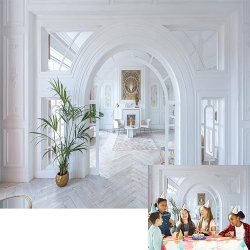 Living Room Backdrop Modern Business Office Window White Indoor Photography Background Meeting Home Arch Door Home House Video Conferencing Decor Photo Shoot Booth Props 10x8ft