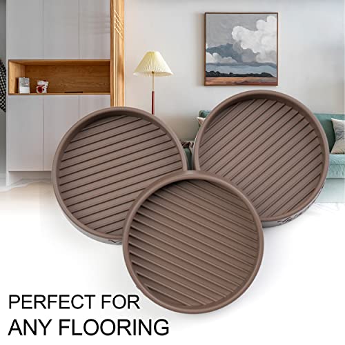 Yelanon Furniture Coasters - 8 Pcs 3”Round Furniture Caster Cups - Non Slip Pads Hardwood Floors Non Skid Grippers Rubber Furniture Feet - Anti Slide Floor Protector for Bed Couch Stoppers Brown - size: 8pcs 3" Round