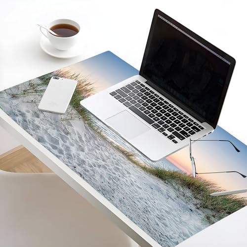 EOBTAIN Large Beach Mouse Pad Coastal Sunset Desk Mat for Keyboard and Mouses Nature Landscape Ocean Sea Desktop Accessories for Office Smooth Non Slip Rubber Gaming Mousepads,31.5x15.7 Inch - color: Blue