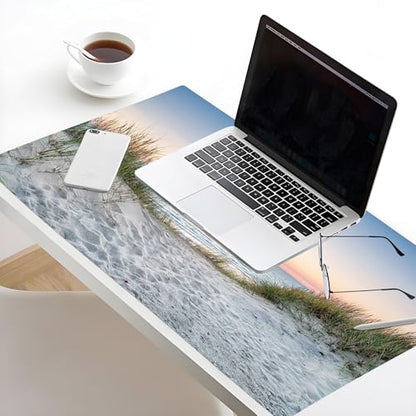 EOBTAIN Large Beach Mouse Pad Coastal Sunset Desk Mat for Keyboard and Mouses Nature Landscape Ocean Sea Desktop Accessories for Office Smooth Non Slip Rubber Gaming Mousepads,31.5x15.7 Inch - color: Blue