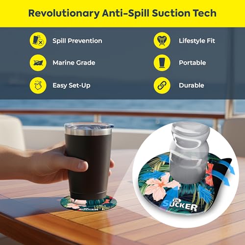 Lil Sucker Suction Cup Holder – Universal Drink Holder for Paddle Board, Kayak, ATV & Boat – Clip-On Coffee, Anti-Spill - Tropical Pack of 2 - color: Tropical
