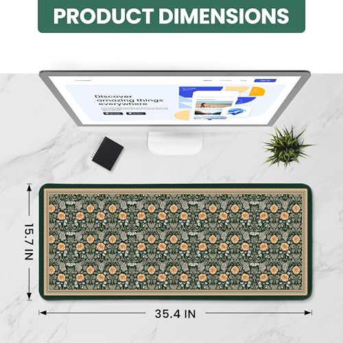 Large Mouse Pad for Desktop, Cute Desk Mat Pad Protector for Work & Gaming, Aesthetic Pretty Anti-Slip Laptop Blotter Cover for Office School Home Supplies, Soft Gold Petals, 35.4" x 15.7" - color: I-Soft Gold Petals, size: 35.4L x 15.7W inches