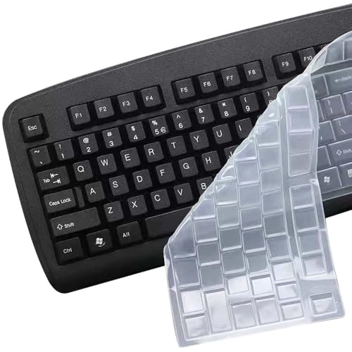 Ultra Thin Desktop PC Silicone Clear Keyboard Cover Skin Protector for 104/107 Keys Standard Desktop Keyboard, Waterproof, Dustproof, Reusable