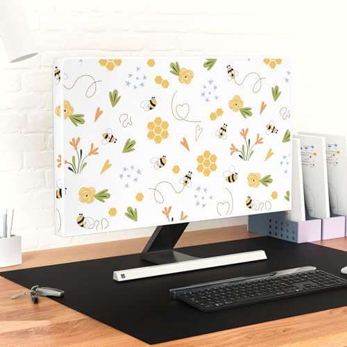 Bee Waterproof Screen TV Cover 37,38,39 Inch Spring Summer Honey Flowers Botanical TV Display Screen Cover Antistatic Water Resistant Television Covers Dustproof Protective，Yellow Design - color: yellow, size: 37-39 Inch for tv cover