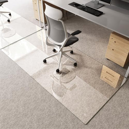 Tempered Glass Chair Mat 80"x40" – Ultra-Clear Office Chair Mat for Hardwood Floors & Low-Pile Carpets – Heavy-Duty 0.2" Scratch-Resistant Surface with Non-Slip Pads – Supports 1,000 lbs - size: 80"x40"