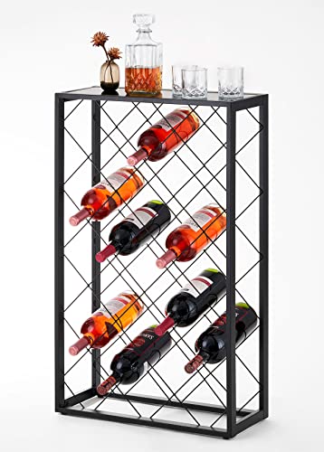Mango Steam 23 Bottle Gray Wine Rack with Glass Top Shelf, Free Standing for Home, Kitchen and Bar - color: Pewter, size: 23 Bottle