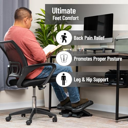 Mind Reader Foot Rest, Under Desk at Work, Ergonomic, Height Adjustable, Office, Plastic, Black - size: Adjustable Footrest