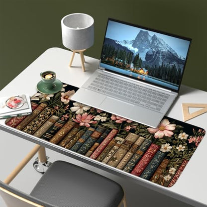 Mouse Pad, Large Anti-Slip with Stitched Edges Desk Mat Desktop Laptop Computer Desk Keyboard Mat,Table Protector Blotter Mat (Book, 31.5" x 11.8") - color: Book, size: 31.5" x 11.8"