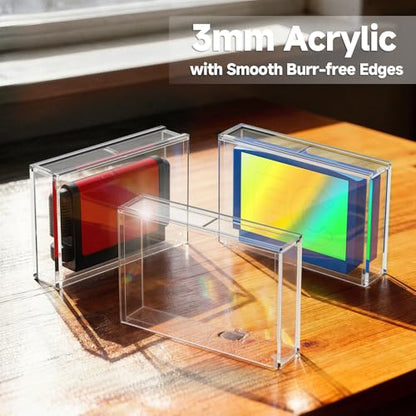 CaSZLUTION 3MM Acrylic Game Cartridge Protector for Famicom FC | Wall Mountable Dustproof Display Case, Compatible with Sega Master System SMS & Genesis, Clear Acrylic, Case Only