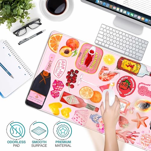 Pink Cute Desk Mat Kawaii Aesthetic Keyboard Pad, Holiday Style Deskpad Mat Gaming Large Mouse Pads for Desk, Large Mouse Pad Strawberry Desk Mat Accessories for Women Desk Decor 31.5" X 15.7" - color: Holiday Pink Game