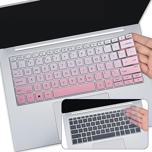 2PCS Keyboard Cover for HP EliteBook 830 835 840 845 1040 G9 G10 2024 2023 2022, 13.3 14 inch HP EliteBook Keyboard Protector Skin(Not fit 840 845 1040 G11 G8 G7 G6 G5 G4 G3),Gradual Pink+Clear - color: Gradual Pink+Clear