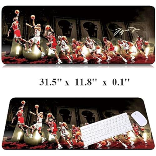 31.5x11.8 Inch Non-Slip Long Extended Large Gaming Mouse Pad with Stitched Edges XL Laptops Keyboard Mouse Mat - color: MJ Dunk