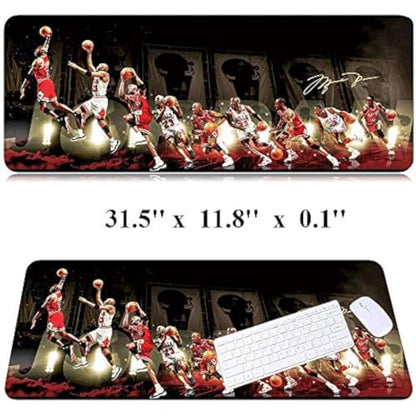 31.5x11.8 Inch Non-Slip Long Extended Large Gaming Mouse Pad with Stitched Edges XL Laptops Keyboard Mouse Mat - color: MJ Dunk
