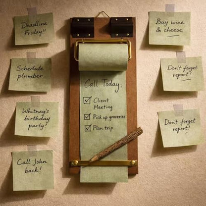 Rustic Magnetic Memo Board with 1 Dark Green Paper Roll – Wall Mounted or Fridge Clipboard Notepad, Tear-Off Writing Pad for Notes, Menu Display, Café, Kitchen and Home Office - style: Magnetic Board + 1 Dark Green Roll
