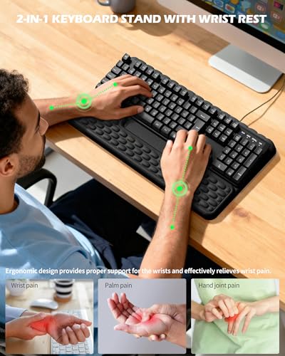 Computer Keyboard Stand, Keyboard pad with Wrist Support and Storage Space for Pens,Two Adjustable Keyboard Angles, Slow Rebound Comfortable Foam and Skin-Friendly Fabric - style: Storage Version