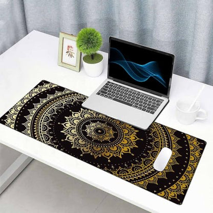 Large Extended Gaming Mouse Pad with Stitched Edges, Non-Slip Waterproof Rubber Base Mouse Pad for Office, Computer, Keyboard, Laptop and Home Desk Pad 31.5X15.7 Inch Mandala Pattern - color: Mandala Pattern, size: 31.5L x 15.7W inches