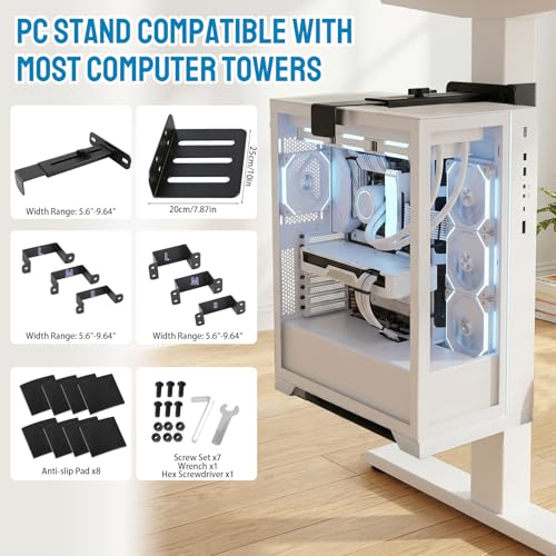 Under Desk PC Mount - Heavy Duty PC Stand for Standard Computer Tower Up to 9.64" Wide, Up to 50Lbs Weight, Clamped PC Bracket Holder Only for 65×45mm/75×45mm/80×50mm Standing Desk Leg, No Drill