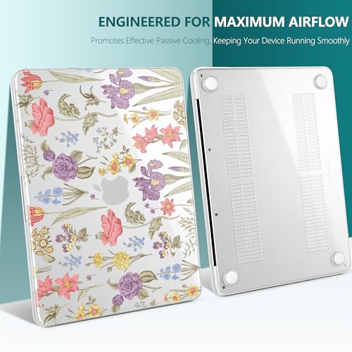 DONGKE Compatible with MacBook Neo 13 Inch Case 2026 A3404 A18 Pro chip & Touch ID, Plastic Hard Shell with Keyboard Cover, Screen Protector & Dust Plugs, Botanical Floral - color: Botanical Floral