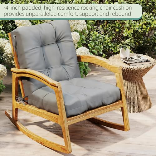 Outdoor Chair Cushions Set of 2, 42x21x4 Inch Patio Cushion for Dining/Rocking Chairs, High Back Soft Seat Pad with Ties, Indoor Outside Use, Fade-Resistant & Waterproof, Gray - color: Gray