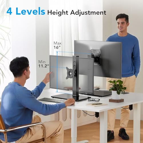 AX WABER Single Monitor Desk Stand Free-Standing Desk Mount Arm Riser for 13 inch to 32 inch Screen Freestanding VESA Mount Base, Adjustable Height, Tilt, Swivel, Rotation, Black AX05TB01 - size: Single monitor stand