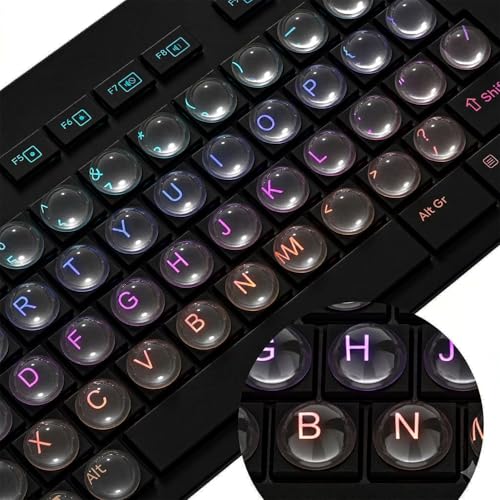 110PCS Glass Keyboard Stickers for Long Nails, Ultra Clear Raised Keyboard Cover with Transparent Adhesive, Reusable Nail Art Typing Glass Sticker for Laptop, PC, Desktop