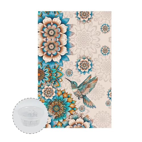 Boho Mandala Hummingbird Print Headrest Cover for Recliner Chair, Washable Headrest Protector for Furniture Slipcovers 16.53 x 26.18 inch Theater Seat Sofa Headrest Protective Cover - color: Boho Mandala Hummingbird