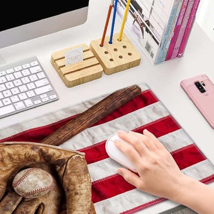 Old Baseball with USA American Flag Desk Pad Mouse Pad,Large Gaming Mouse Mat with Stitched Edges,Non-Slip Waterproof Rubber Base Mous Mat for Office Computer Keyboard Laptop Home(31.5X11.8 in) - color: Old Baseball With Usa American Flag