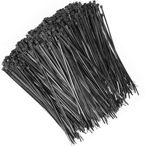 Zip Ties 1000pcs, 8inch Nylon Cable Ties 18lb Heavy Duty Cord Strap Self-Locking Wire Ties for Indoor Outdoor | Black - color: Black 1000pack