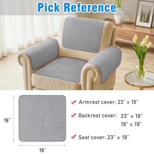 Couch Arm Covers, Sofa Arm Covers, Waterproof Armrest Cover for Sofa, Armchair, Loveseat, Headrest Cover, Non-Slip Recliner Arm Cover, Arm Chair Covers Set of 2 (Gray, 19"×19") - color: Grey, size: 19" x 19" - 2 pcs