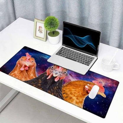 Large Extended Gaming Mouse Pad with Stitched Edges, Non-Slip Rubber Base Mouse Pad for Office, Computer, Keyboard, Laptop and Home Desk Pad 31.5X15.7 Inch Three Chickens - color: Three Chickens, size: 31.5L x 15.7W inches