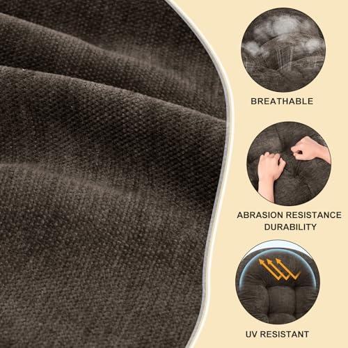 Rocking Chair Cushion - Chenille Fabric, High-Density Sponge, Durable Comfort Double-Sided Tufted Seat Pads with Ties, Chenille︱Dark Brown, 44x19x4 inch - color: Reversible | Dark Brown