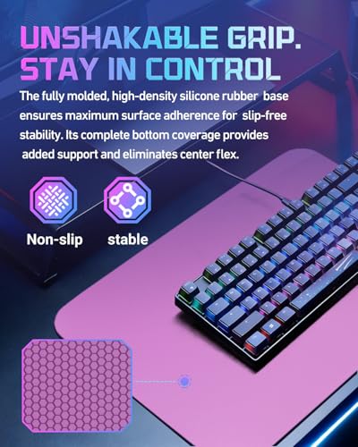 Glass Gaming Mouse Pad for FPS Gaming, Balanced Speed & Control, Consistent Glide, Anti-Slip Base, Water-Resistant Desk Mat for Valorant, CS2, XL 19.3" x 16.5", Pink