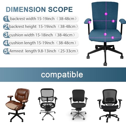 Tallew 4 Pcs Office Chair Covers Set Computer Universal Protective Stretchable Chair Seat Covers Desk Armrest Slipcovers Pads Office Cushion Backrest for Rotating (XL,Emerald) - color: Emerald