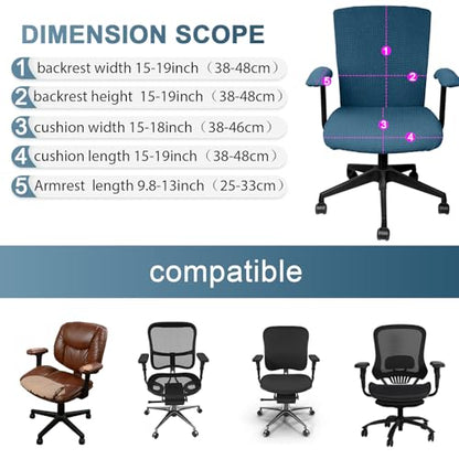 Tallew 4 Pcs Office Chair Covers Set Computer Universal Protective Stretchable Chair Seat Covers Desk Armrest Slipcovers Pads Office Cushion Backrest for Rotating (XL,Emerald) - color: Emerald