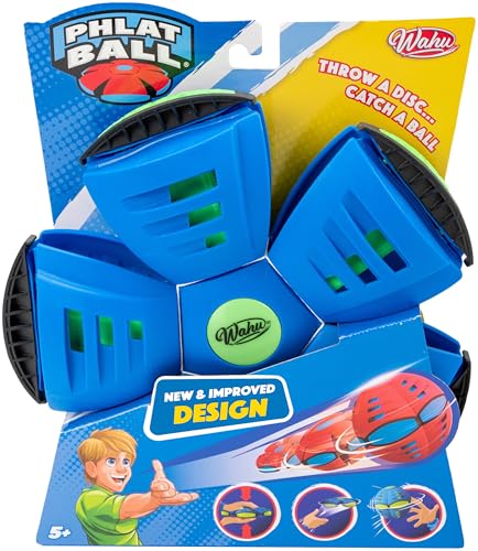 WAHU Phlat Ball Classic Flying Saucer Ball Toy for Kids Ages 5+, Collapsible Time Delay Frisbee Flying Disc Toy, Throw a Disc Catch a Ball, Blue