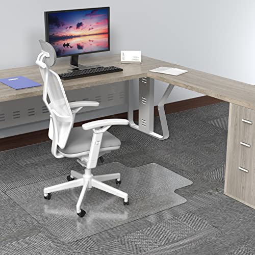 Amyracel Chair Mat for Carpet, 48'' x 36'' Clear Computer Desk Chair Mat for Low Pile Carpeted Floors, Easy Glide Plastic Floor Mat for Office Chair on Carpet Protection - color: Spiked Clear, size: 36" x 48" Lip