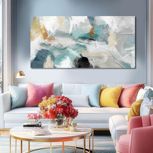 SOUGUAN Canvas Wall Art for Living Room Abstract Pictures Green Wall Decor Home Decor Teal Print Arts for Office 24"x48" - color: Green, size: 48"L x 24"W