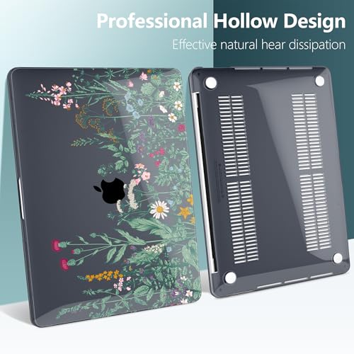 DONGKE Compatible with MacBook Pro 13 inch Case 2024 2023-2020 Release A2338 M2/M1 A2251 A2289 with Retina Display & Touch ID, Plastic Hard Shell & Keyboard Cover & Screen Film - Beautiful Wildflowers - color: Beautiful Wildflowers