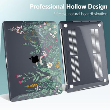 DONGKE Compatible with MacBook Pro 13 inch Case 2024 2023-2020 Release A2338 M2/M1 A2251 A2289 with Retina Display & Touch ID, Plastic Hard Shell & Keyboard Cover & Screen Film - Beautiful Wildflowers - color: Beautiful Wildflowers