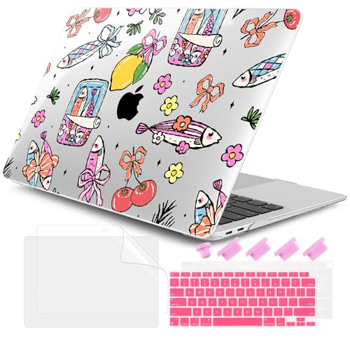 DONGKE Compatible with MacBook Pro 13 inch Case 2024 2023-2020 Release A2338 M2/M1 A2251 A2289 with Retina Display & Touch ID, Plastic Hard Shell & Keyboard Cover & Screen Film - Sardine - color: Sardine