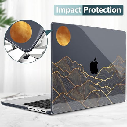 DONGKE Case for MacBook Pro 14 Inch (2026-2021 Release, M5 M4 M3 M2 M1 Pro/Max Chip), Plastic Slim Hard Shell Protective Cover with Keyboard Cover & Screen Protector, Abstract Mountain - color: Abstract Mountain X692