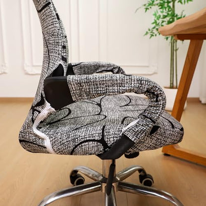 Waterproof Office Chair Cover with Armrest Cover 18Inch Wide Stretch Printed Floral Small Desk Computer Chair Covers with Long Zipper Arm Slipcovers Washable - color: Waterproof-style 12, size: Small