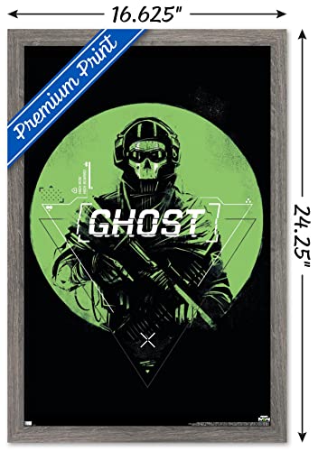 Trends International Call of Duty: Modern Warfare 2 - Ghost Emblem Wall Poster, 14.725" x 22.375", Barnwood Framed Version - color: Barnwood Framed Version, size: 22.4"L x 14.7"W